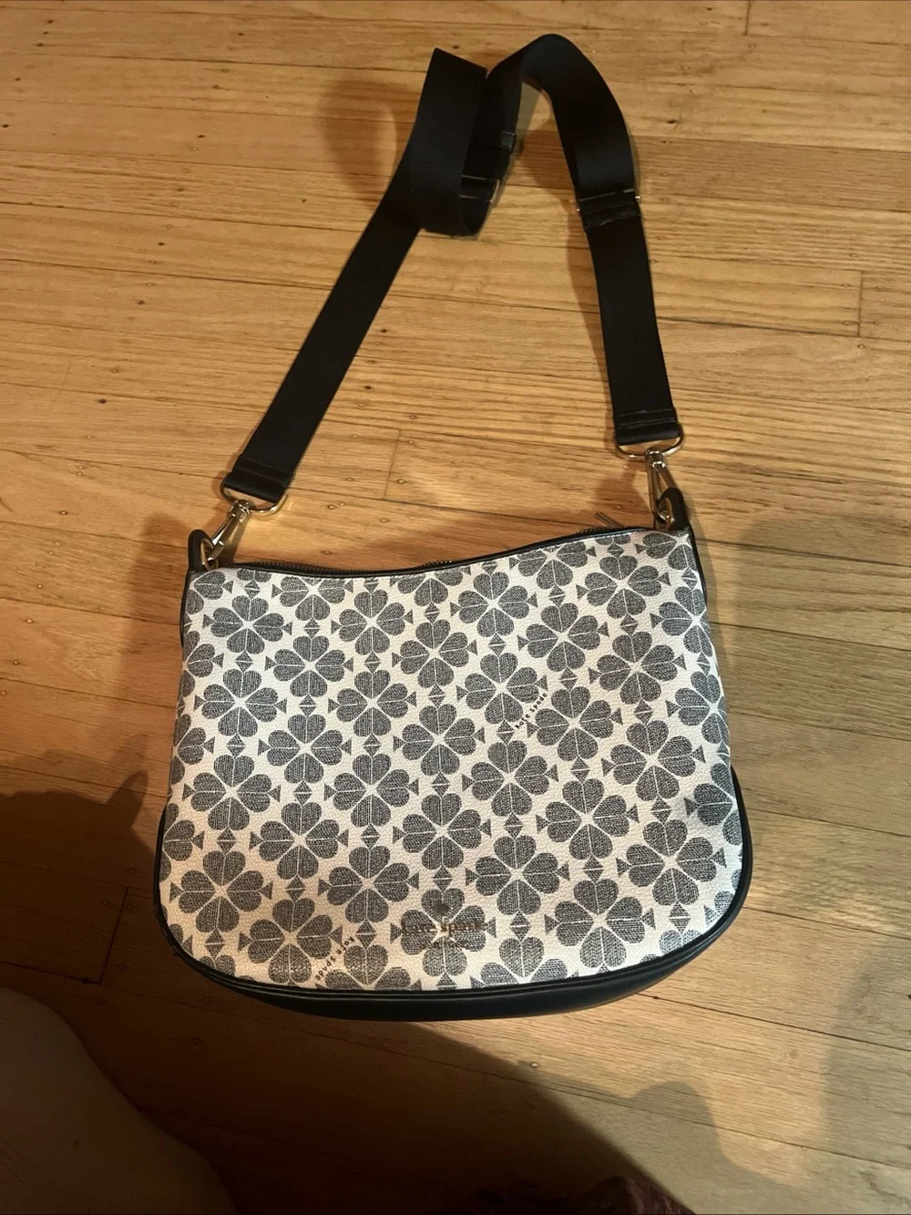 kate spade White and Black Floral Crossbody Bag